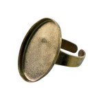 Bague plateau Ovale creux Vieil Or 25 x 18 mm