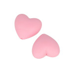 Perles en silicone Cœur 2,9 x 1,9 x 1,2 cm - rose - 2 pcs