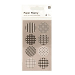 Stickers en papier Washi noir et blanc x 4 planches