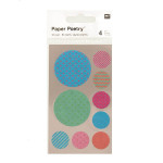 Stickers en papier Washi ronds multicolores x 4 planches