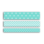 Ruban adhésif décoratif Étoiles - Chevrons - Pois menthe 5 m 3 pcs