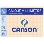 Papier calque millimétré 70/75g A4 pochette de 12 feuilles