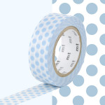 Masking Tape 1P Pois bleu glacé 15 mm x 10 m