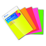 Papier bristol A4 Fluorescent 5 feuilles assorties 250 g/m²